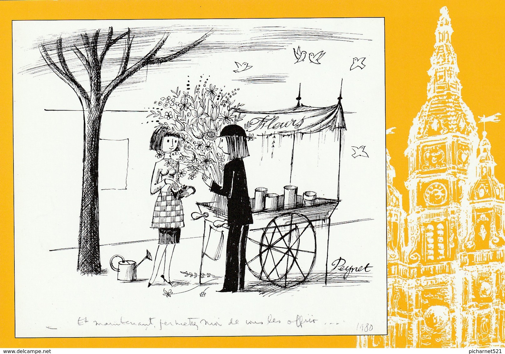 4 Illustrations De Raymond PEYNET Et Ses Amoureux. Non Circulées, 1 écrite. Bon état. 4 Scan. - Peynet