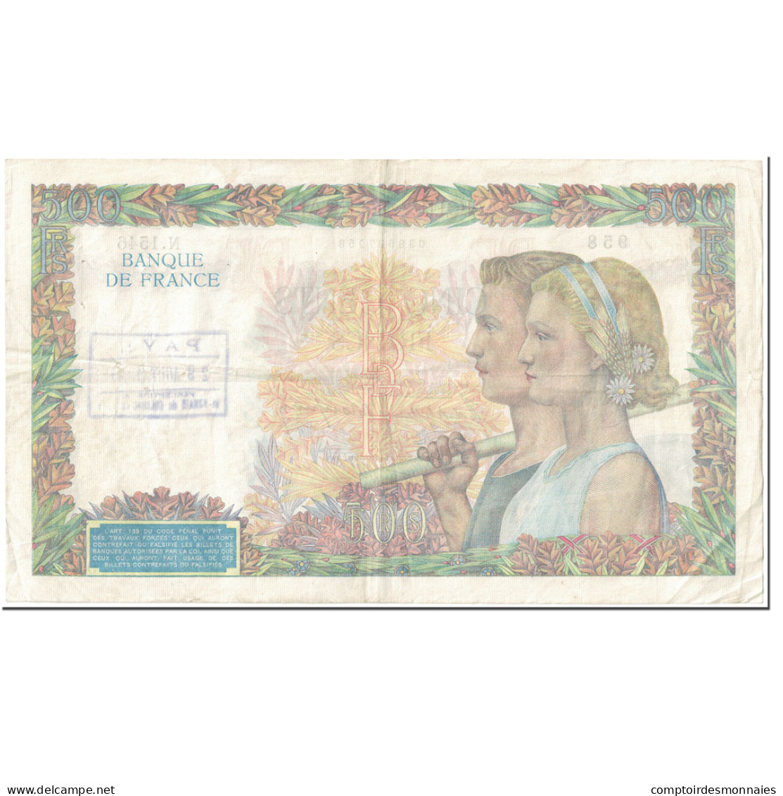 France, 500 Francs, La Paix, 1940, 1940-12-05, ANNULÉ, TTB, Fayette:32.10 - 500 F 1940-1944 ''La Paix''