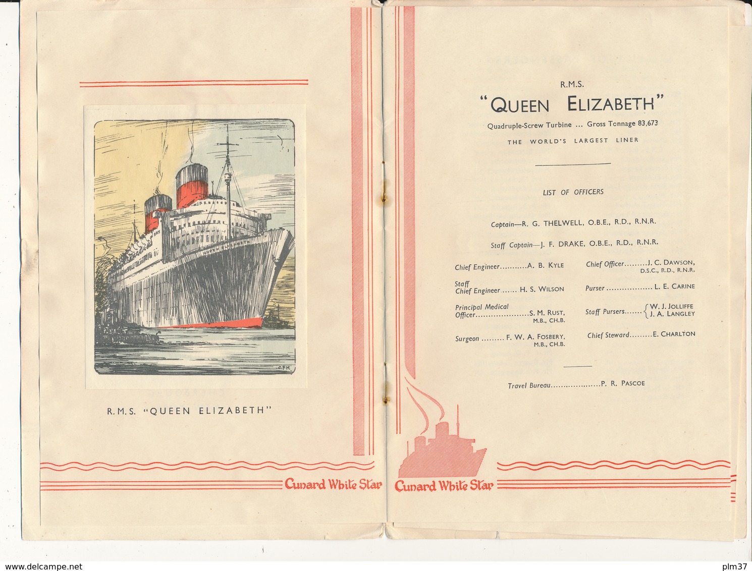 R.M.S.  "Queen Elisabeth", Cunard White Star - Passengers For New York, First Class ,September 6th 1951 - Andere & Zonder Classificatie