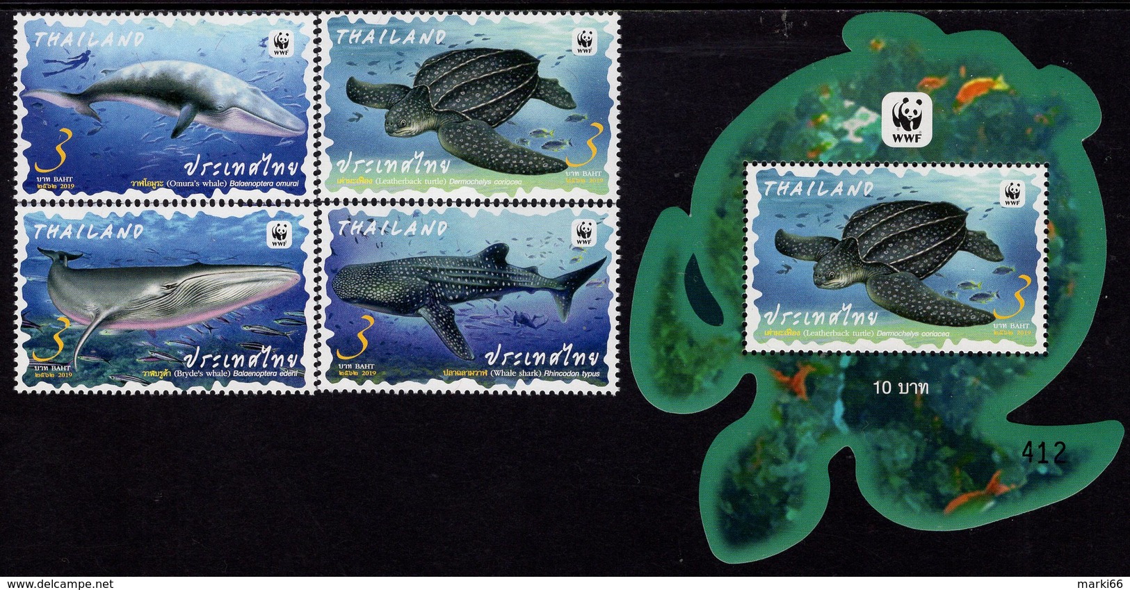 Thailand - 2019 - WWF - Preserved Wild Animals - Mint Stamp Set + Souvenir Sheet With Varnish - Thaïlande