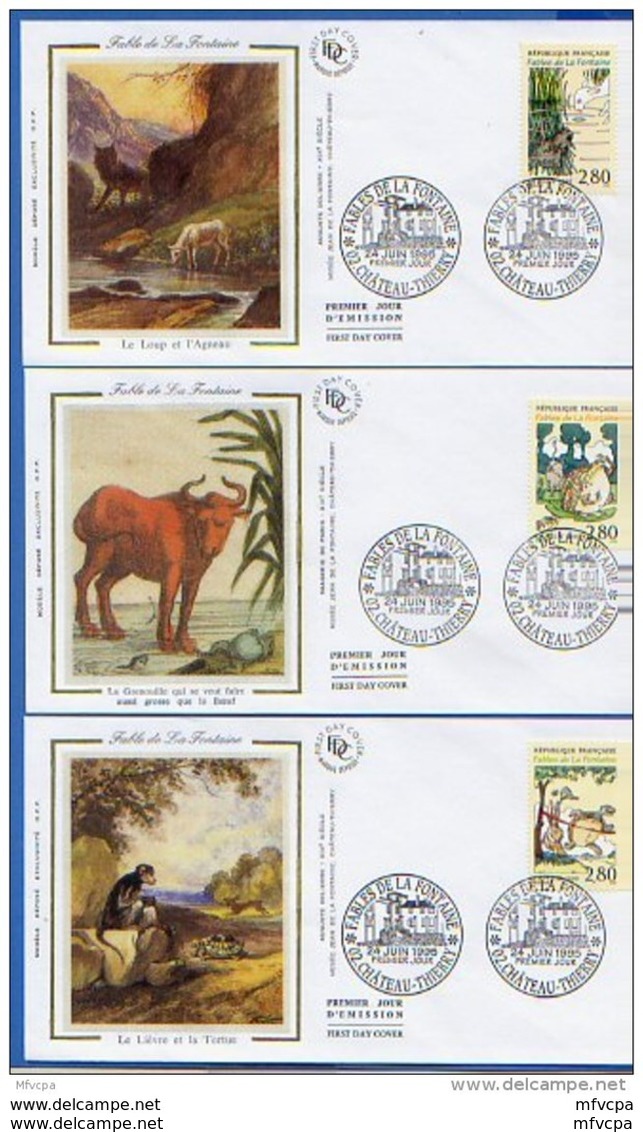 L4T266 FRANCE 1995 6 FDC Fables De La Fontaine 2,80f Château Thierry 24 06 1995 / 6 Env. Illus. - 1990-1999