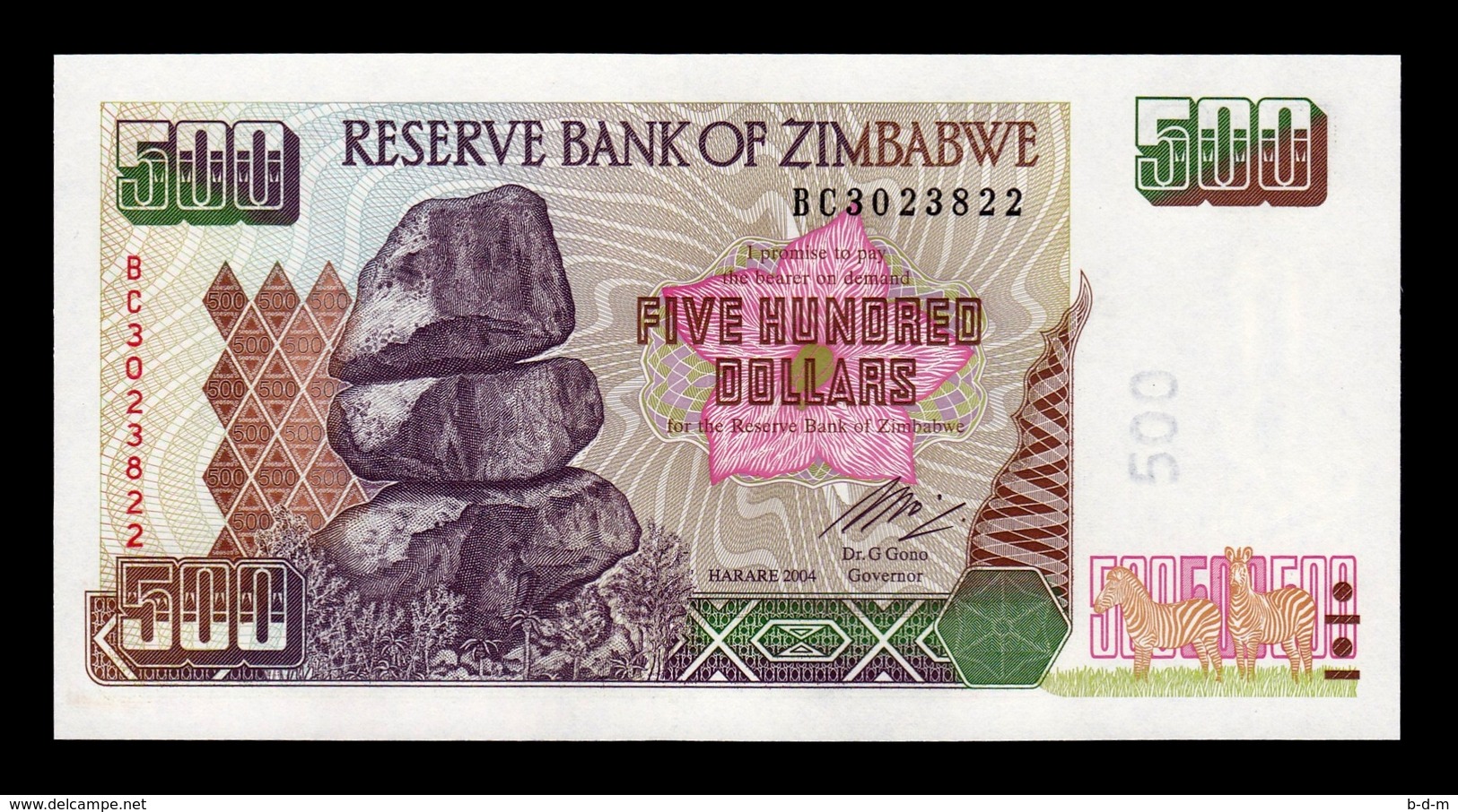 Zimbabwe 500 Dollars 2004 Pick 11b SC UNC - Zimbabwe