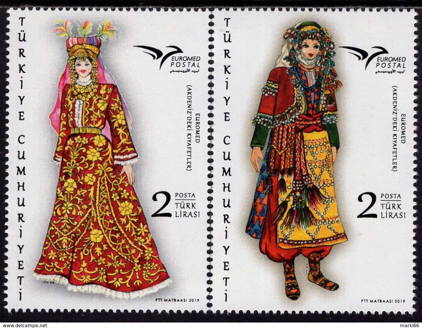 Turkey - 2019 - Euromed - Costumes Of The Mediterranean - Mint Stamp Set - Ungebraucht