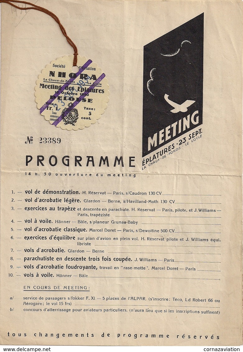 Aviation - Meeting Eplatures 1934 - Rarissime - Autres & Non Classés