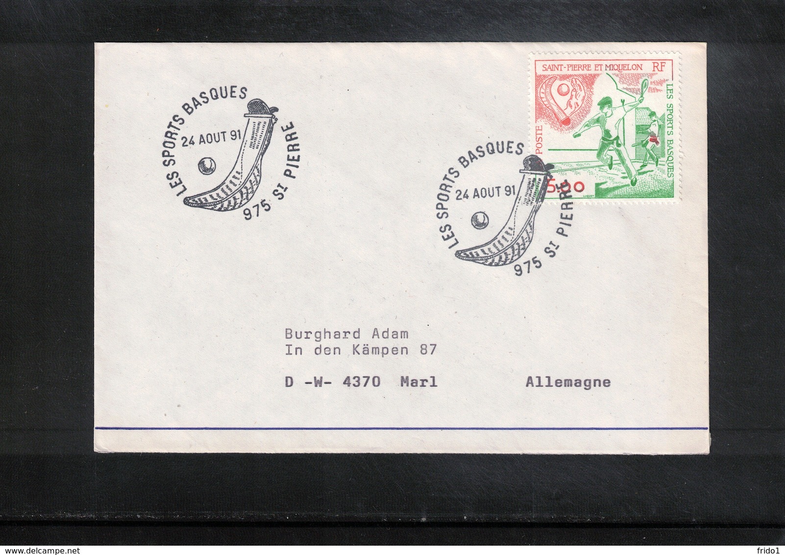 St.Pierre And Miquelon 1991 Basque Sports Interesting Cover - Briefe U. Dokumente