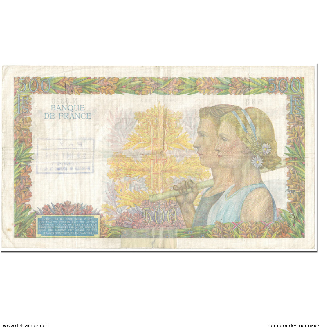 France, 500 Francs, La Paix, 1941, 1941-06-26, ANNULÉ, TB, Fayette:32.19 - 500 F 1940-1944 ''La Paix''