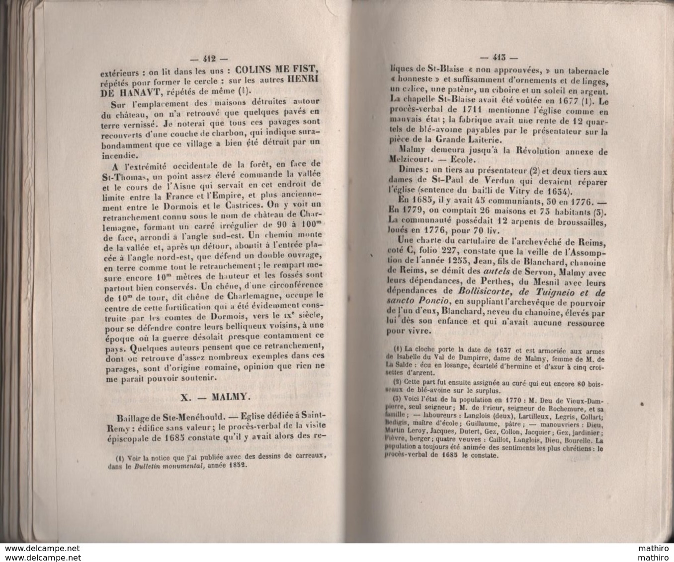 Annuaire administratif statistique historique de la Marne de 1865 ;historique des communes du canton de Ville sur Tourbe