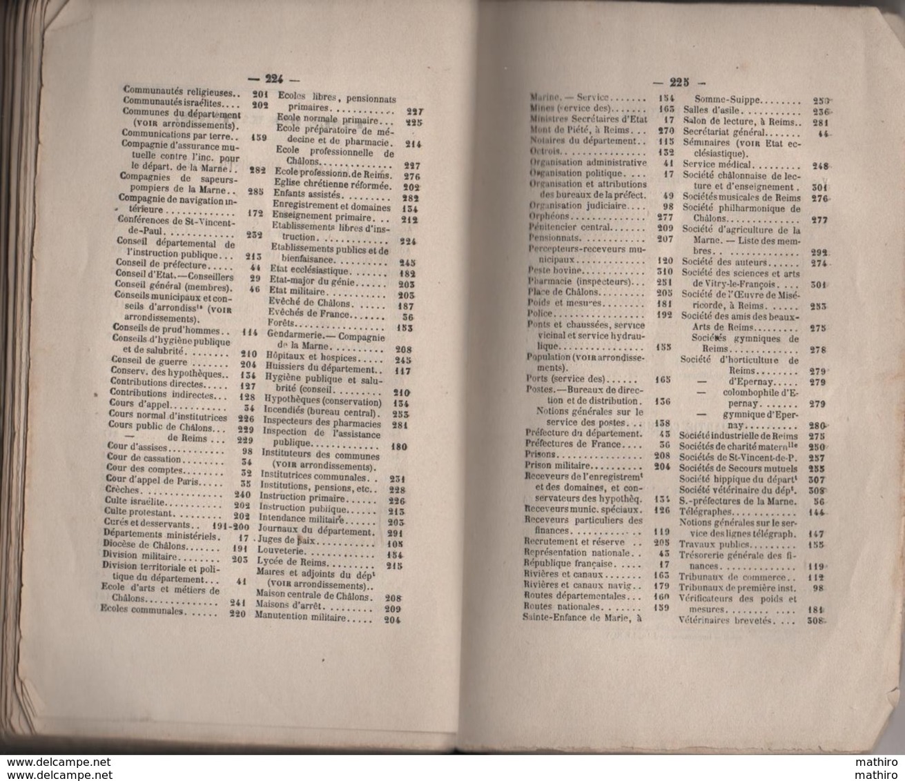 Annuaire administratif,statistique et historique de la Marne de 1873 et 1874  (voir les tables des matières )