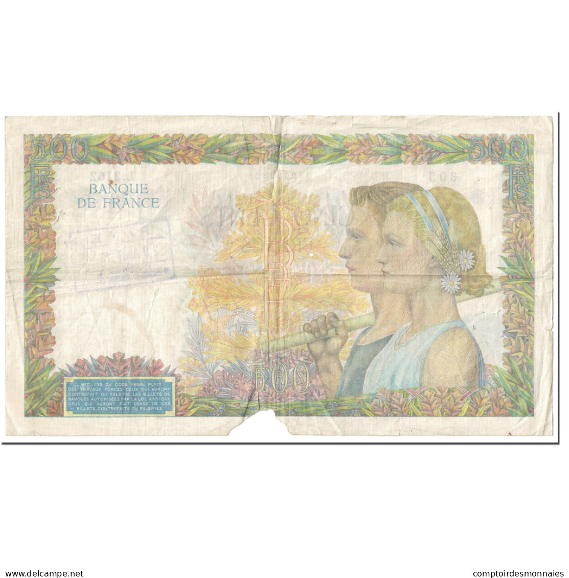 France, 500 Francs, La Paix, 1940, 1940-12-05, ANNULÉ, B, Fayette:32.18, KM:95a - 500 F 1940-1944 ''La Paix''