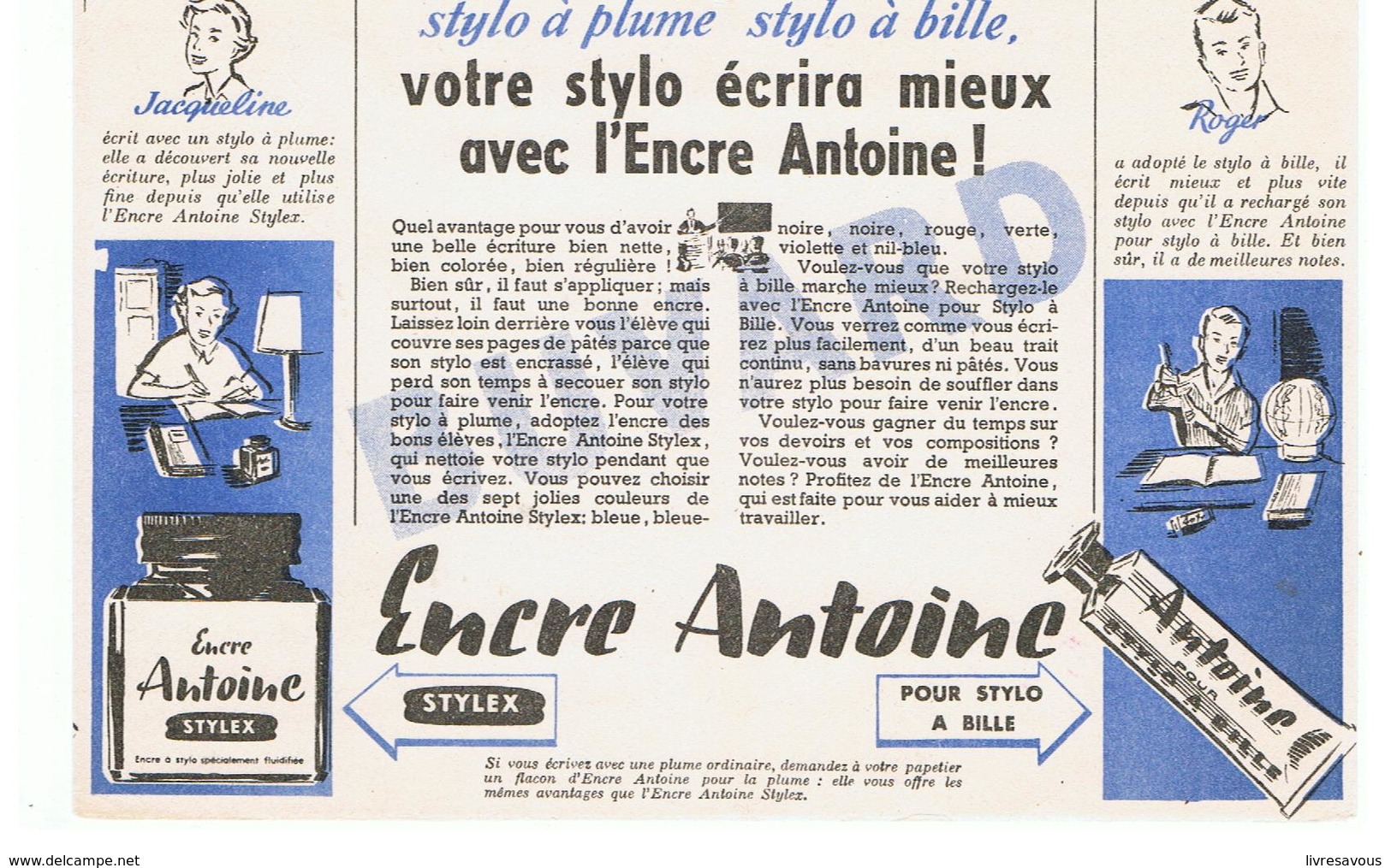 Buvard Encre Antoine Votre Stylo écrira Mieux Avec L'Encre Antoine! - Papeterie