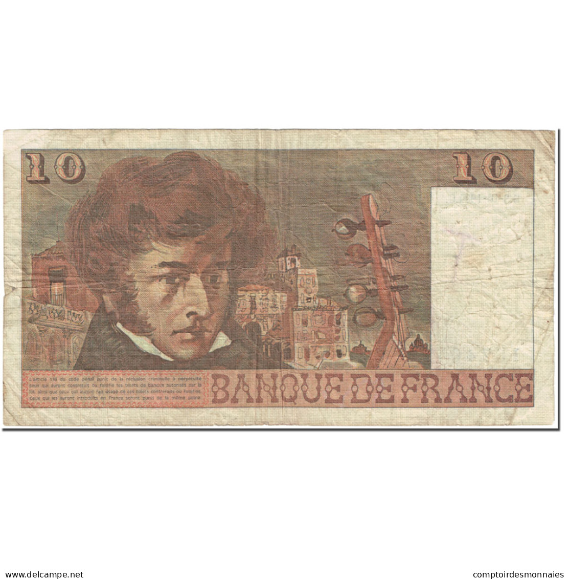France, 10 Francs, Berlioz, 1974, 1974-10-03, TB, Fayette:63.7b, KM:150a - 10 F 1972-1978 ''Berlioz''