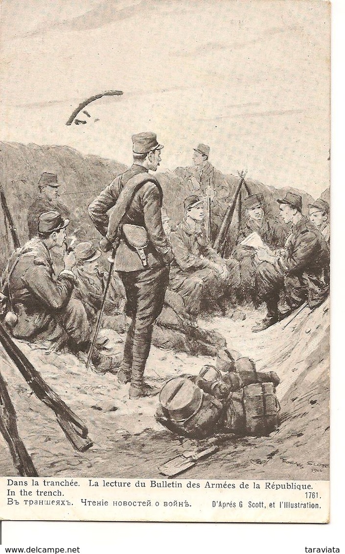 DANS LA TRANCHÉE- LECTURE DU BULLETIN DES ARMÉES DE LA RÉPUBLIQUE  Guerre 1914-1918 D'après Scott Et L'Illustration - Guerra 1914-18