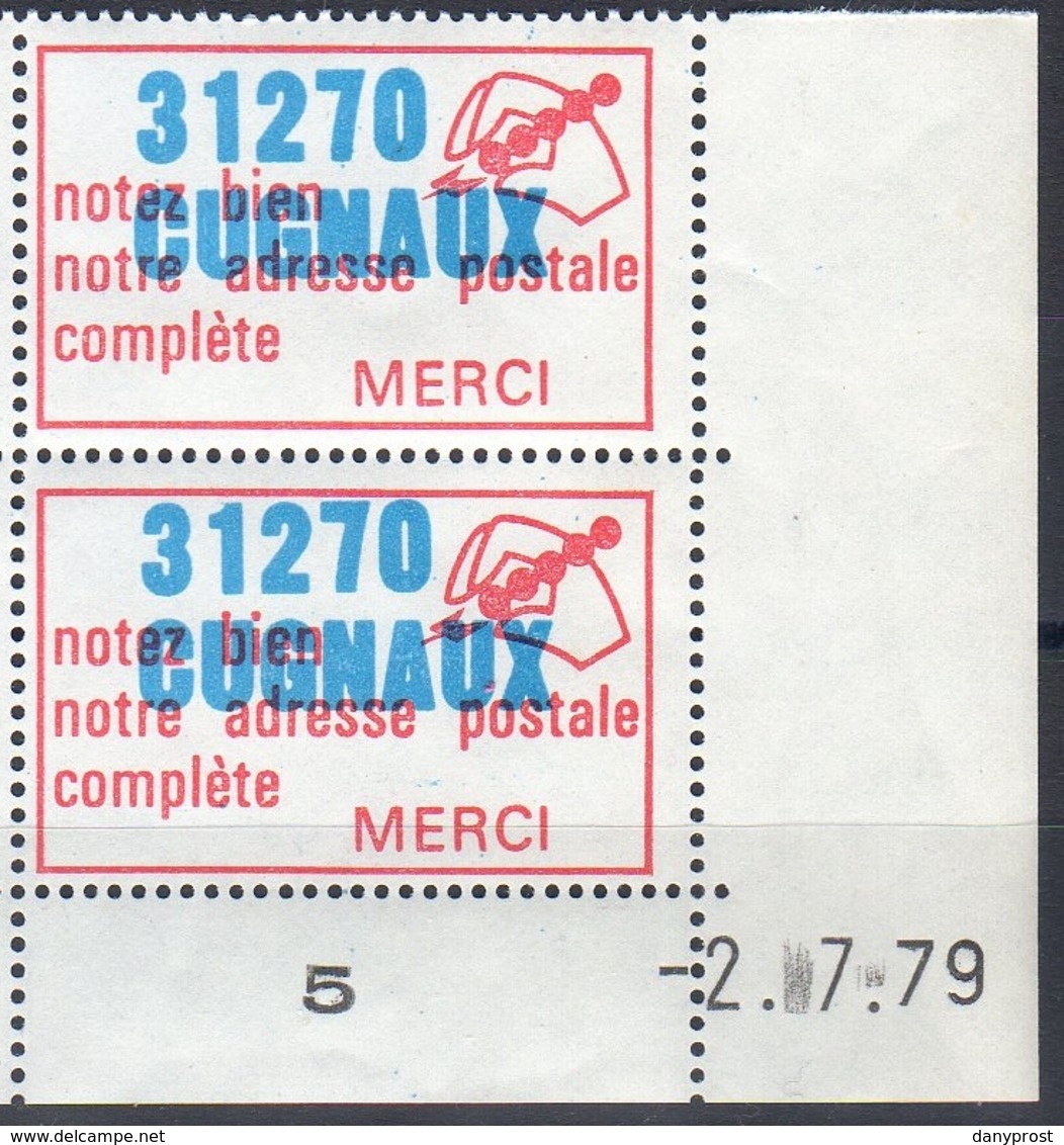 1970-1980 / Bloc De 6 VIGNETTES Daté+millésime " Code Postal-31270 CUGNAUX " Avec Variétés!!!!! - Blocchi & Libretti