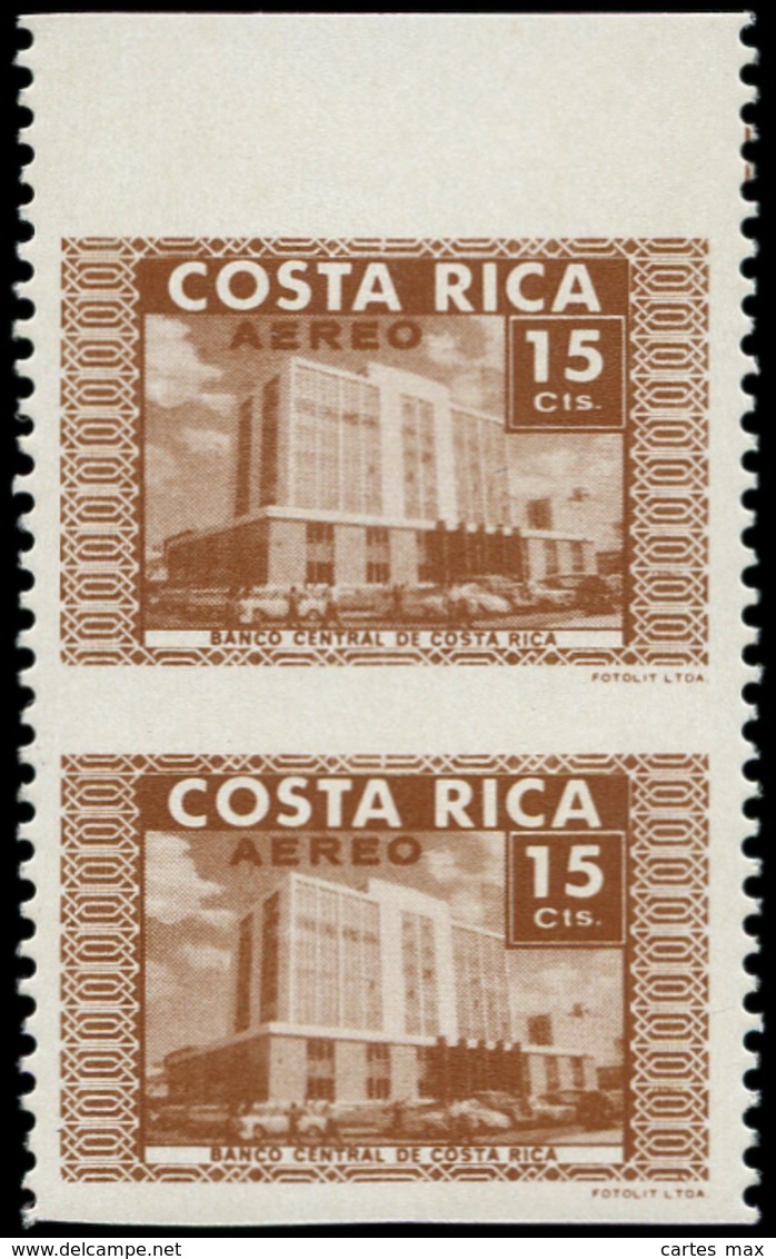 COSTA RICA Poste Aérienne ** - 427, Paire Verticale Bdf, Non Dentelée Horizontal: 15c. Banque - Costa Rica