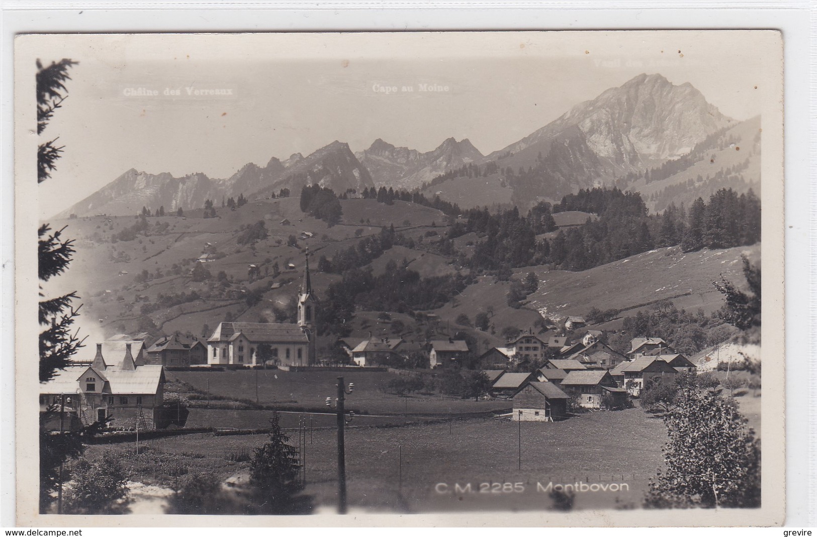 Montbovon - Vue Générale. Fabrique De Carbure. Carte Photo, Bord Droit - Montbovon