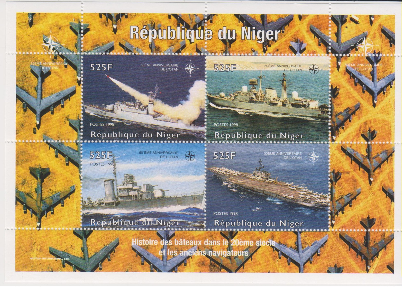 Niger 1998 50 Jahre Nato  Kriegsschiffe Block ** - Schiffe