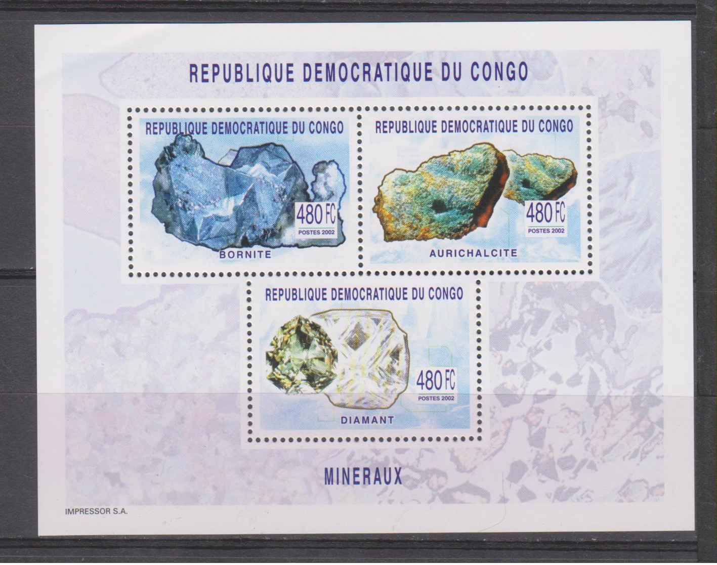 Congo  2002    Block  ** - Mineralien