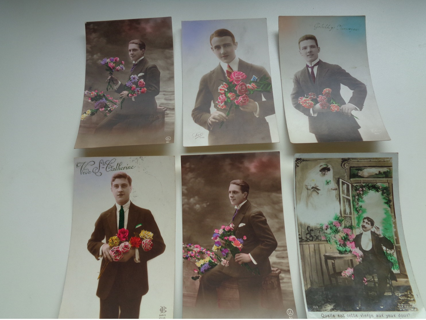 Beau lot de 60 cartes postales de fantaisie  hommes  homme   Mooi lot 60 postkaarten van fantasie mannen man -  60 scans