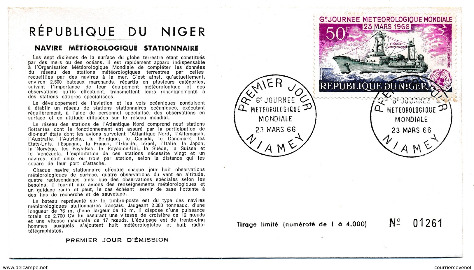 NIGER => Enveloppe FDC => 6eme Journée Météorologique Mondiale - NIAMEY - 23 Mars 1966 - Níger (1960-...)