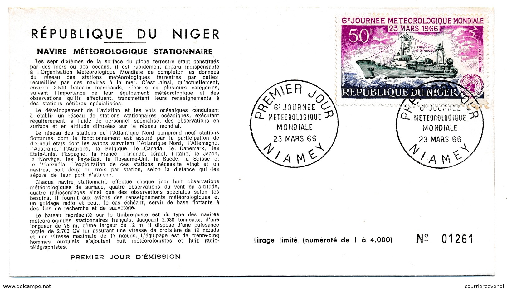 NIGER => Enveloppe FDC => 6eme Journée Météorologique Mondiale - NIAMEY - 23 Mars 1966 - Niger (1960-...)