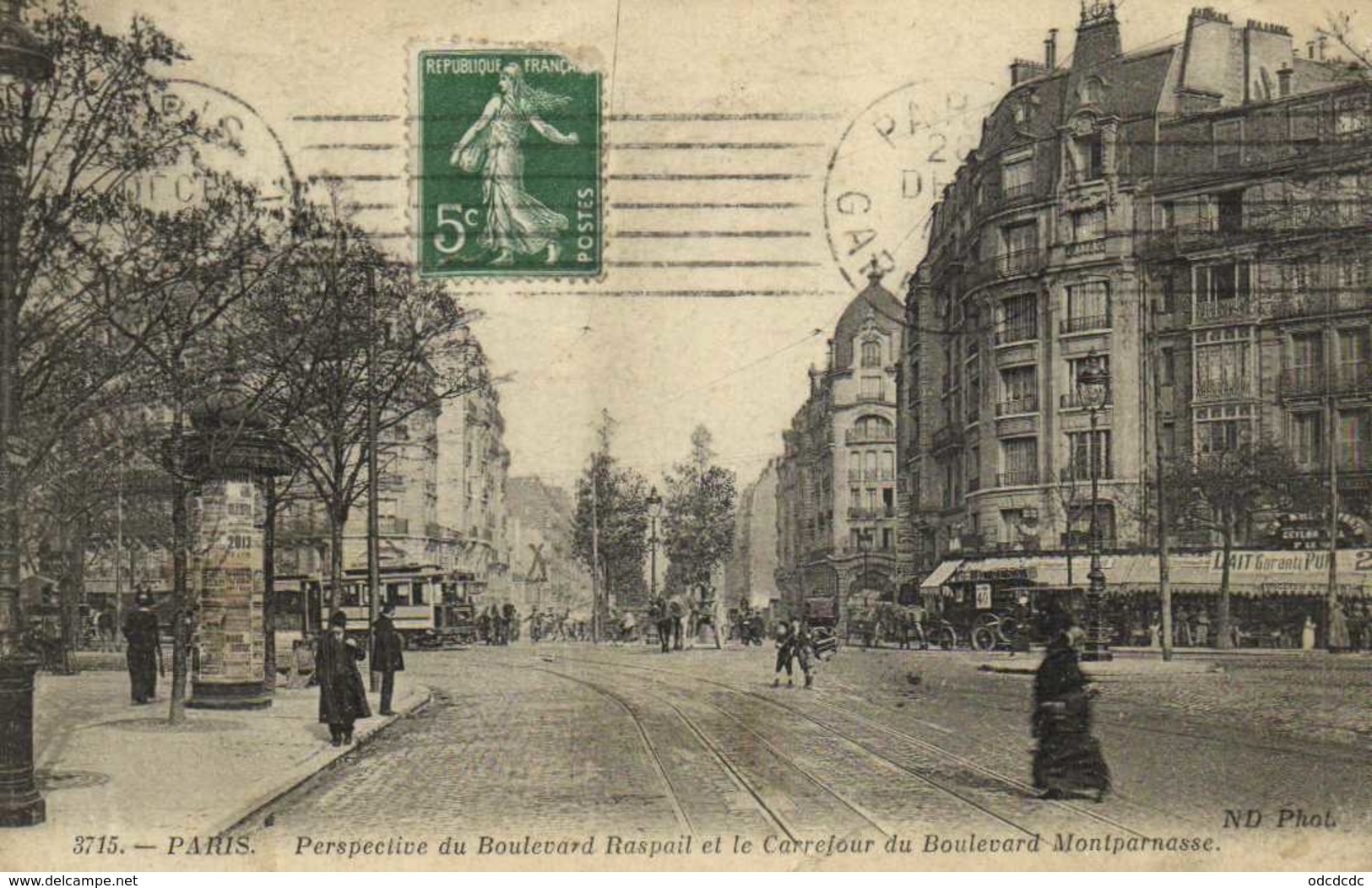PARIS  Perspective Du Boulevard Raspail Et Le Carrefour Du Boulevard Montparnasse RV - Arrondissement: 14