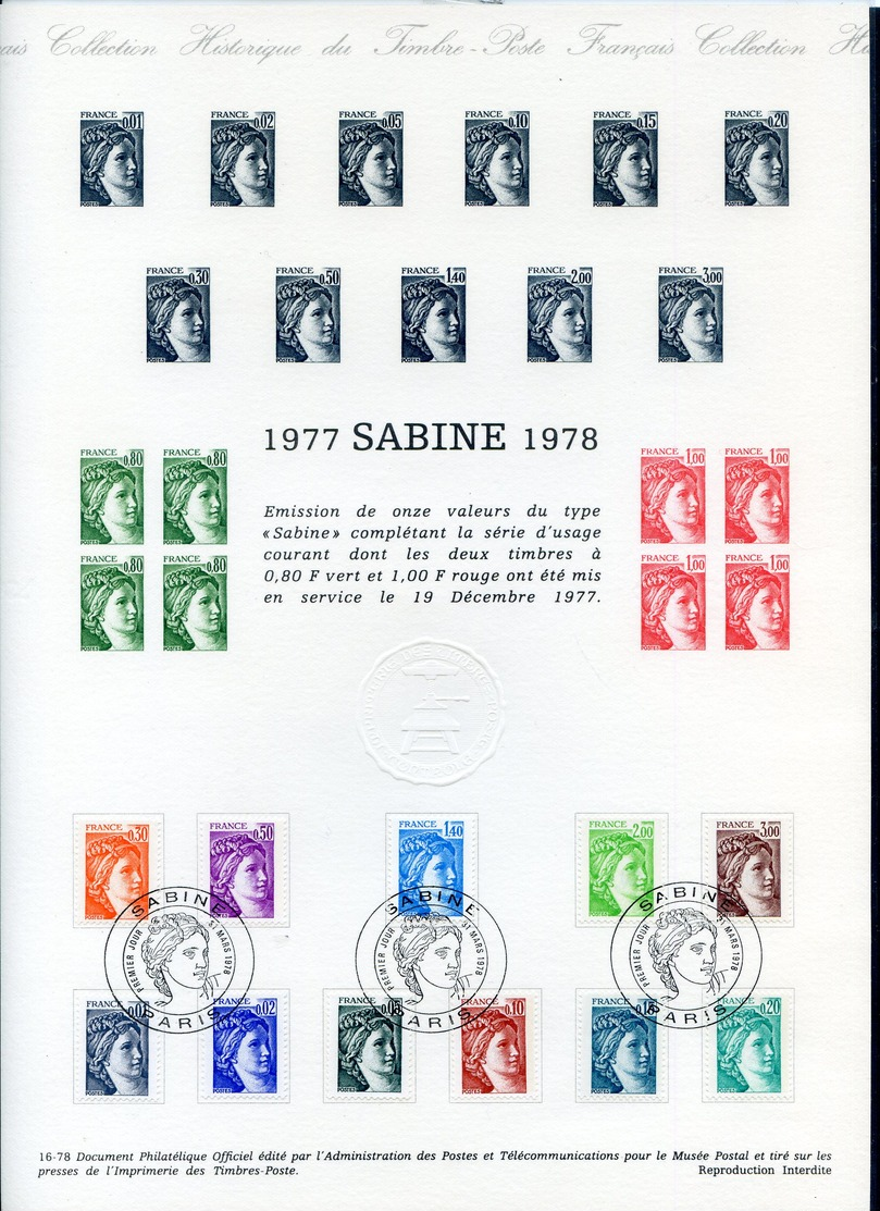 Collection Historique Du Timbre-poste - TTB - Ref.0215 - 1977 SABINE 1978 - Altri & Non Classificati