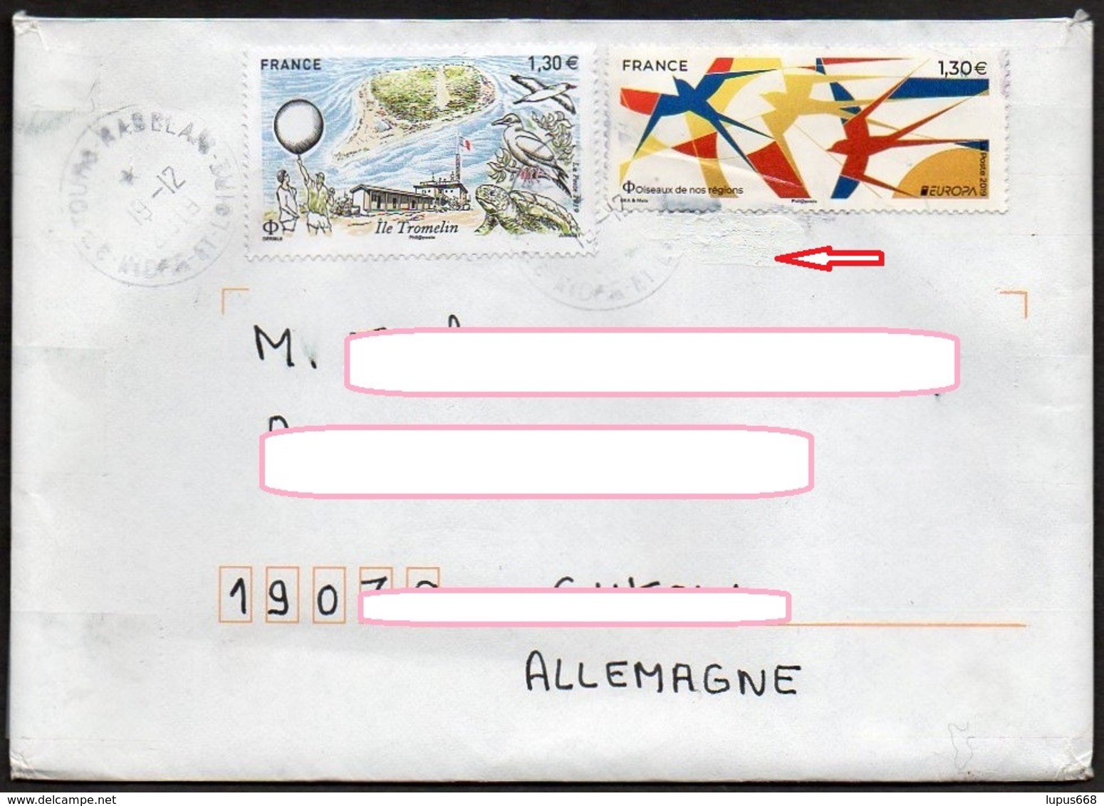 Frankreich 2019  Brief / Letter/ Lettre  100g  Europa ,  MiNr. 7320 + ? Neu ; Ile Tromelin  (faute, Vue Description) - Briefe U. Dokumente