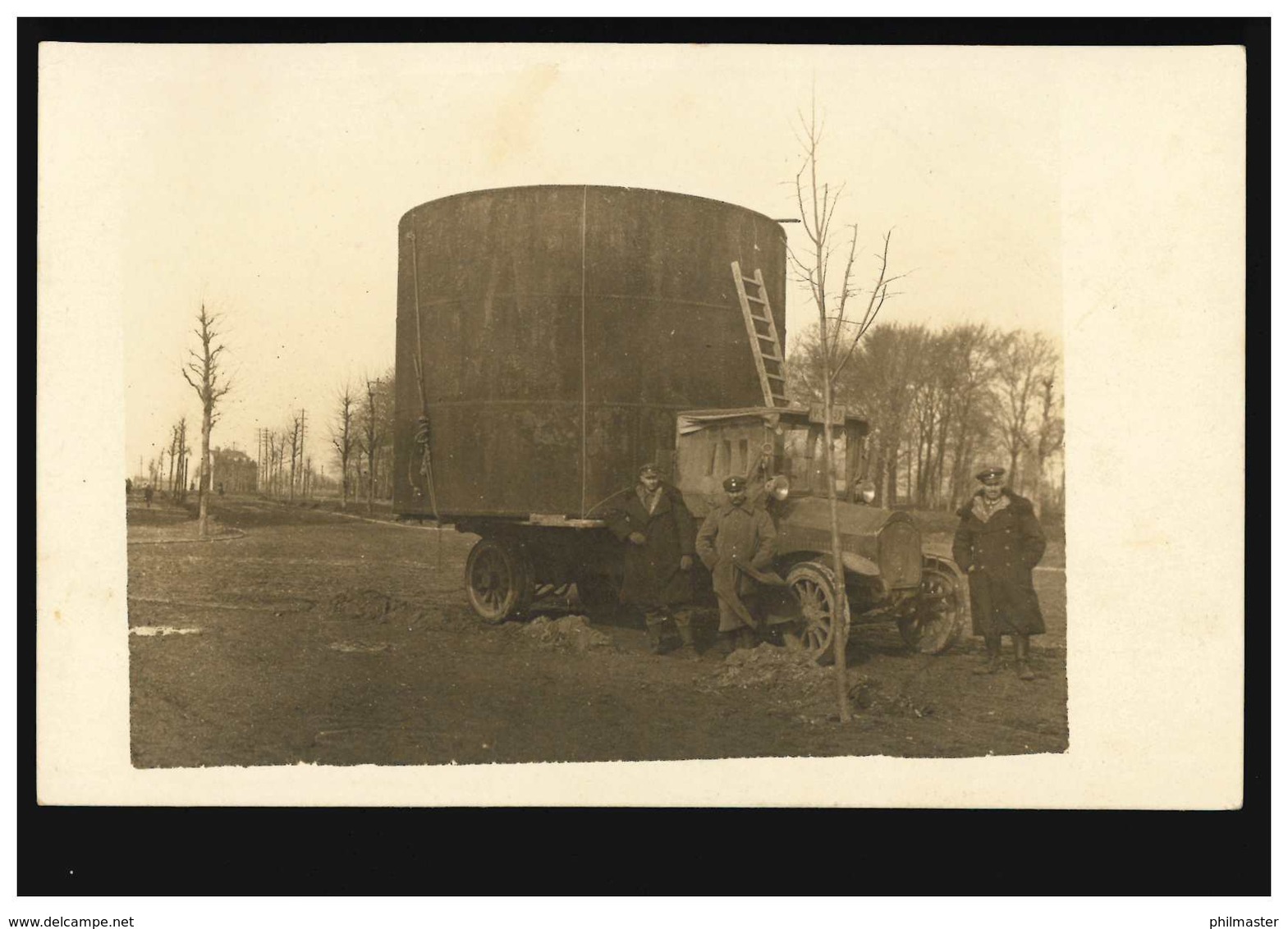 Foto-Ansichtskarte Lastkraftwagen Mit Schwertransport, Geschrieben 23.3.1918 - Altri & Non Classificati