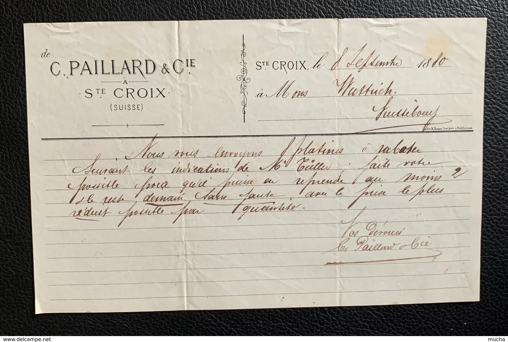 60205 - Notice C.Paillard & Cie Sainte-Croix 8.09.1880 - Suisse