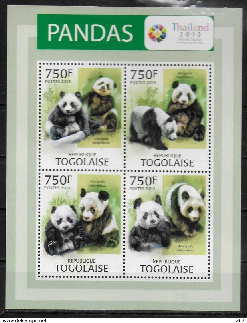 TOGO  Feuillet  N° 3268/71   * *  ( Cote 18e )   Ours Panda - Beren