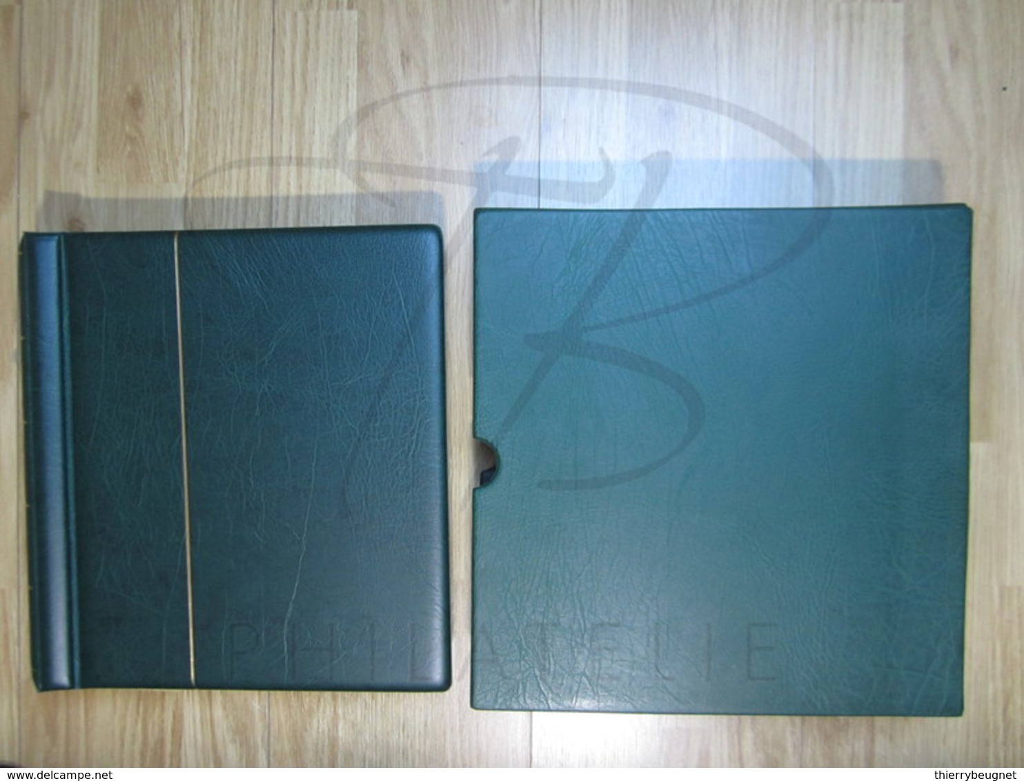 VEND ALBUM AVEC FEUILLES LEUCHTURM + BOITIER , FRANCE , 1849 - 1959 + FIN DE CATALOGUE , VERT !!! - Binders With Pages