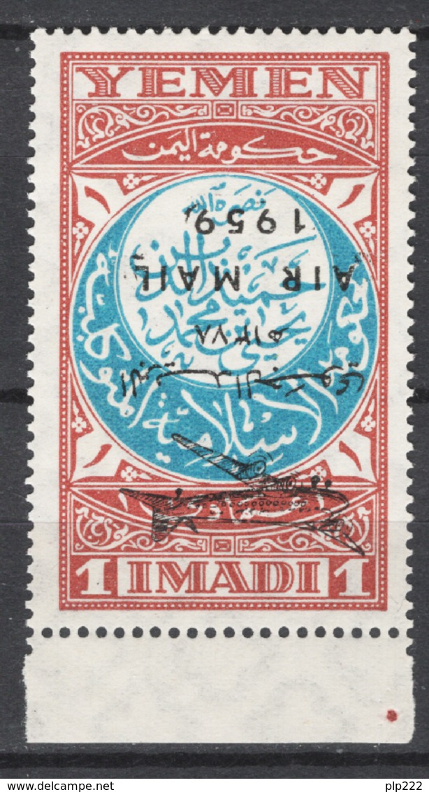 Yemen 1959 Posta Aerea Y.T.A28 Sopr.capovolta / Reverse Ovp **/MNH VF/F - Yemen