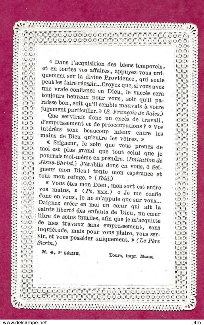 IMAGE PIEUSE/ CANIVET / DENTELLE..édit. Math Ch. à Tours N 4..Ils Ont Abondance Le Blé, L'Huile Et Le Vin...2 Scans - Imágenes Religiosas