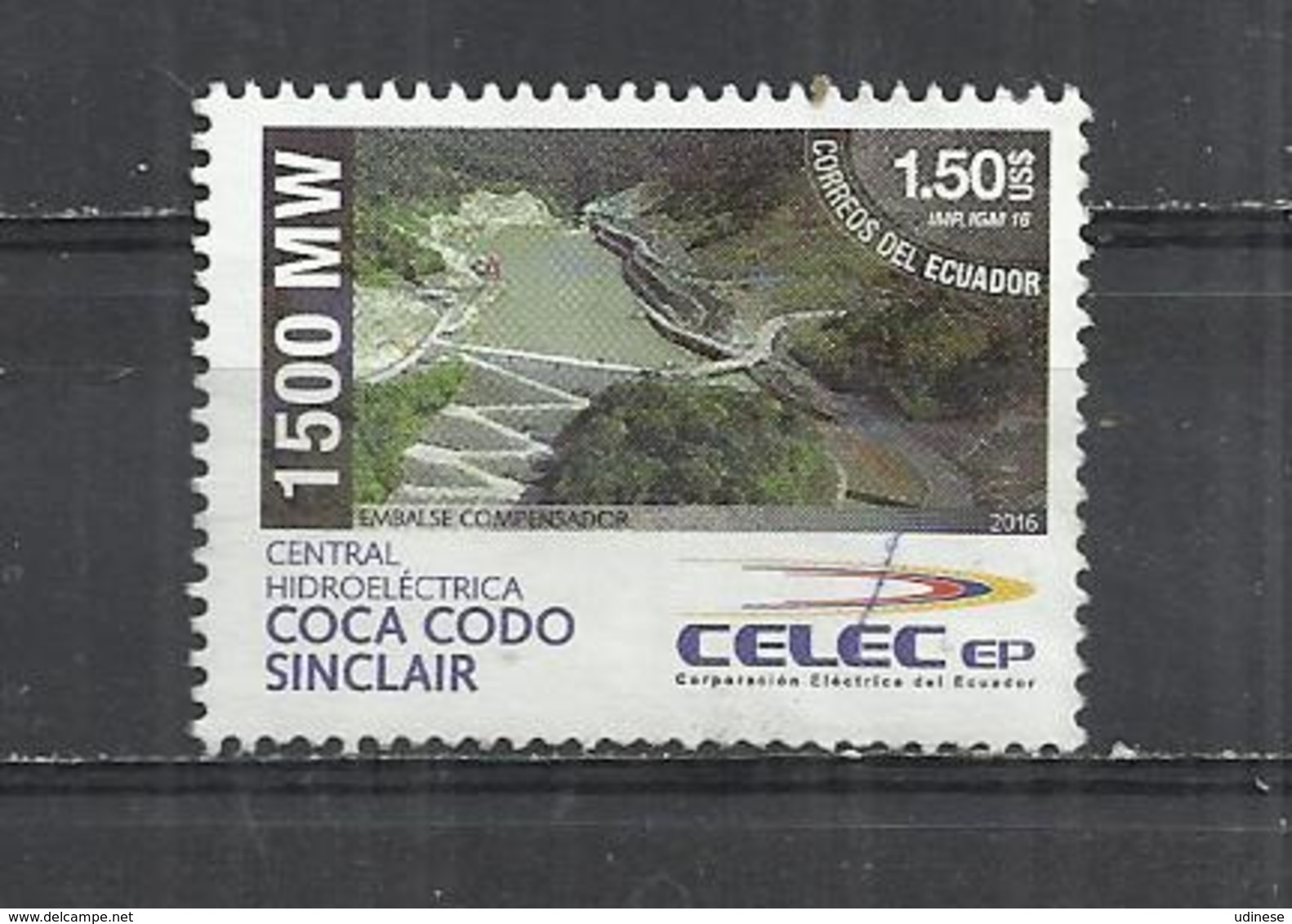 ECUADOR 2016 - COCA CODO SINCLAIR HIDROELECTRIC CENTER INAUGURATION - POSTALLY USED OBLITERE GESTEMPELT USADO - Equateur