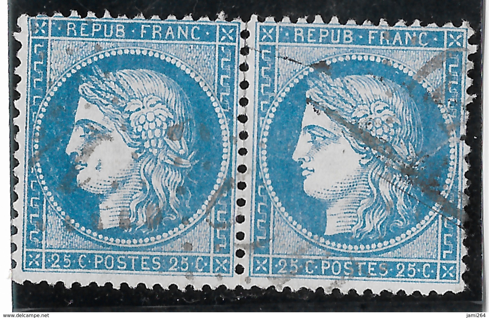 TIMBRE 60/1   ; PAIRE  12/13 D1 ; LE N° 13 EST EST TRÈS DIFFICILE À TROUVER SANS UN VOISIN ;petites Déchirures;TTB - 1871-1875 Cérès