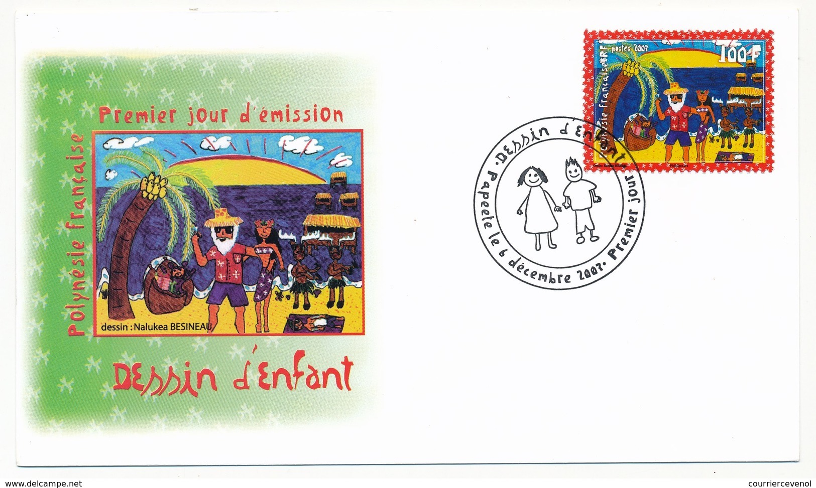 POLYNESIE FRANCAISE - 1 Enveloppe FDC - Dessin D'enfant - Papeete 6 Décembre 2007 - FDC