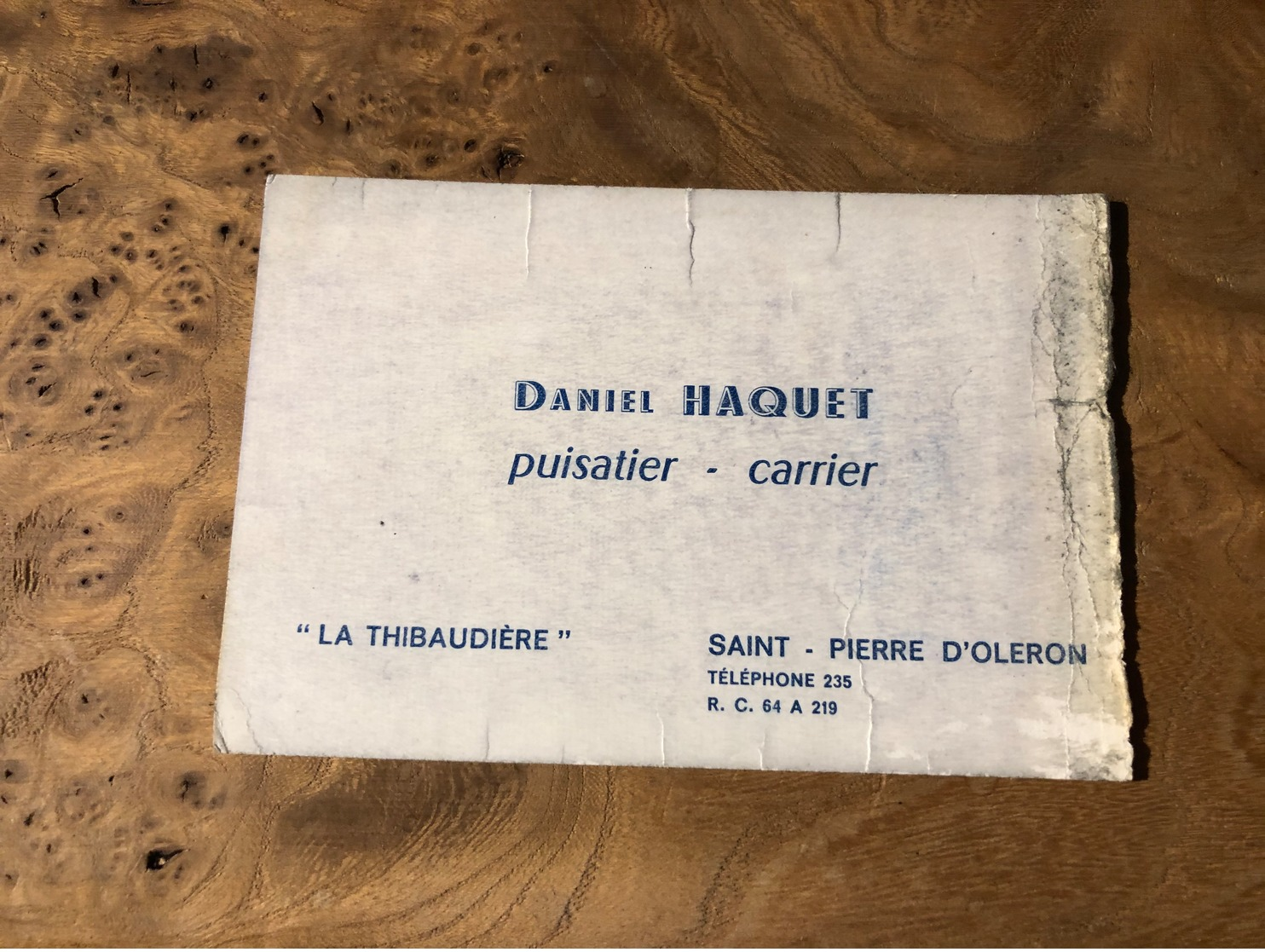 324/ Daniel Haquet Puisatier Carrier La Thibaudiere Saint Pierre D Oleron - Cartoncini Da Visita