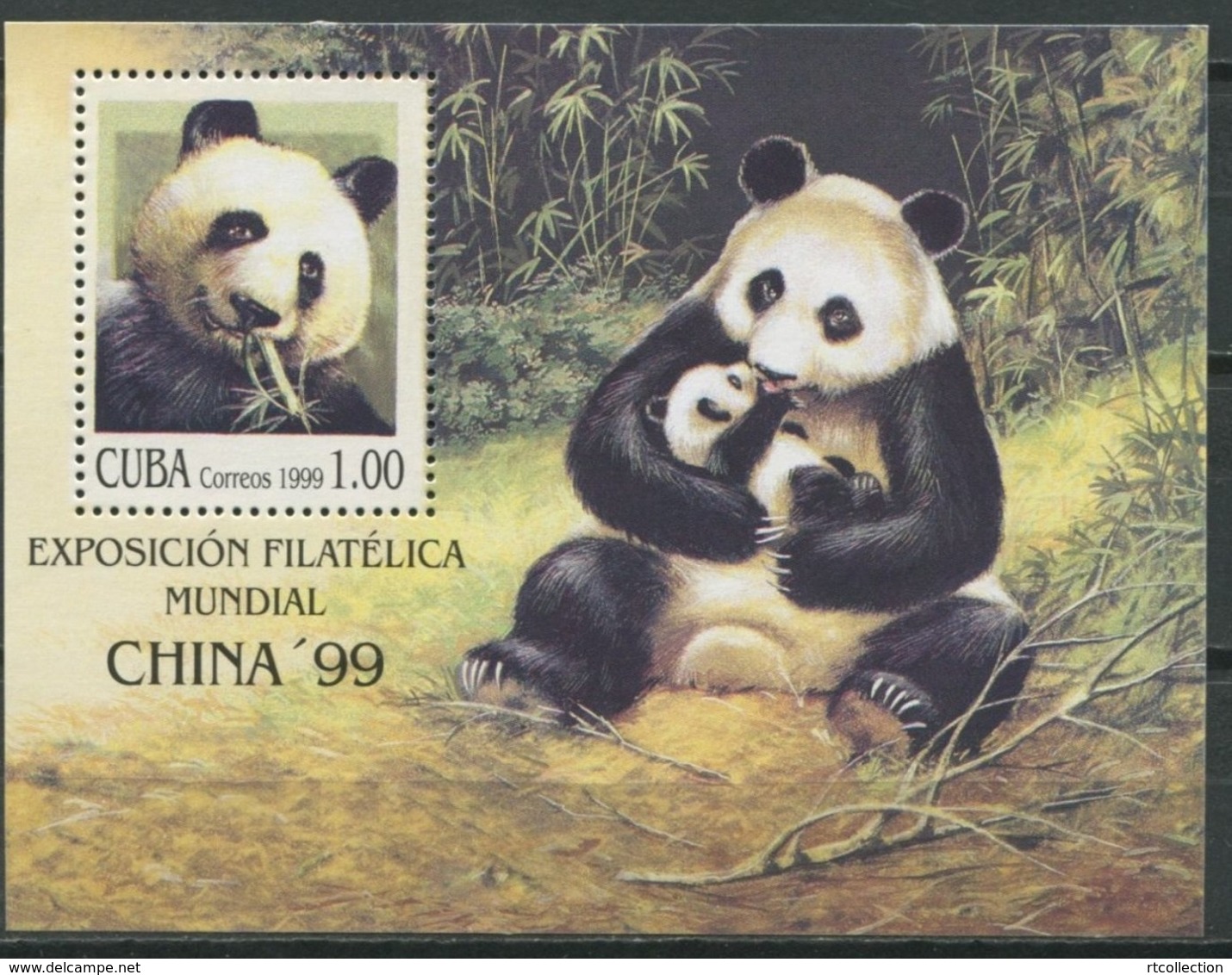 Cuba 1999 China Stamp Exhibition EXPO Philatelic Exhibitions Panda Endangered Animals Pandas Mammals Nature S/S MNH - Ungebraucht