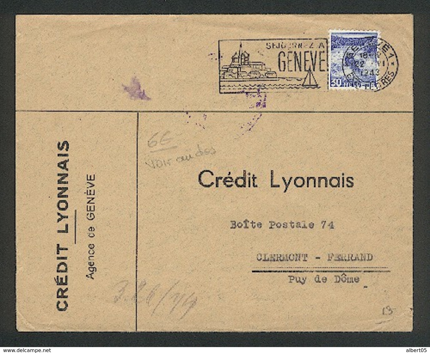 Credit Lyonnais Genève - Censure Allemande - Oblitérations