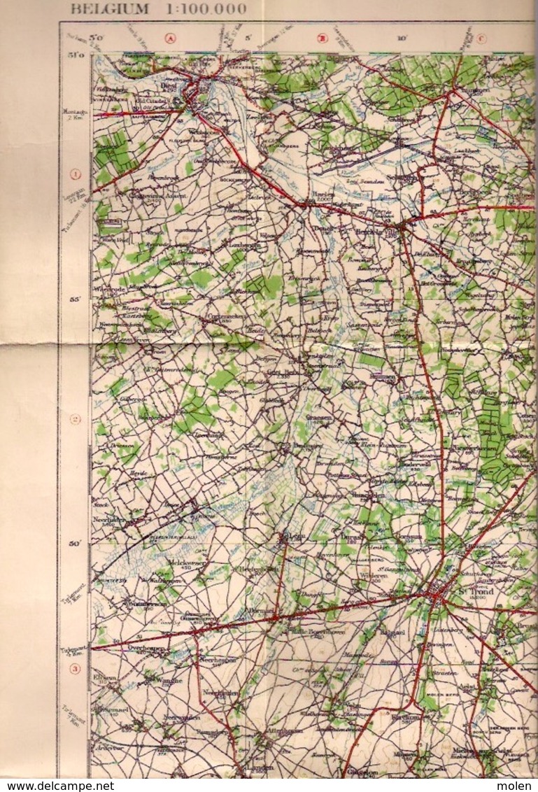 ©1919 LIEGE CARTE D ETAT MAJOR Entoillée WAR OFFICE HASSELT MAASTRICHT DIEST SINT-TRUIDEN VERVIERS SERAING AMAY HUY S826 - Cartes Topographiques