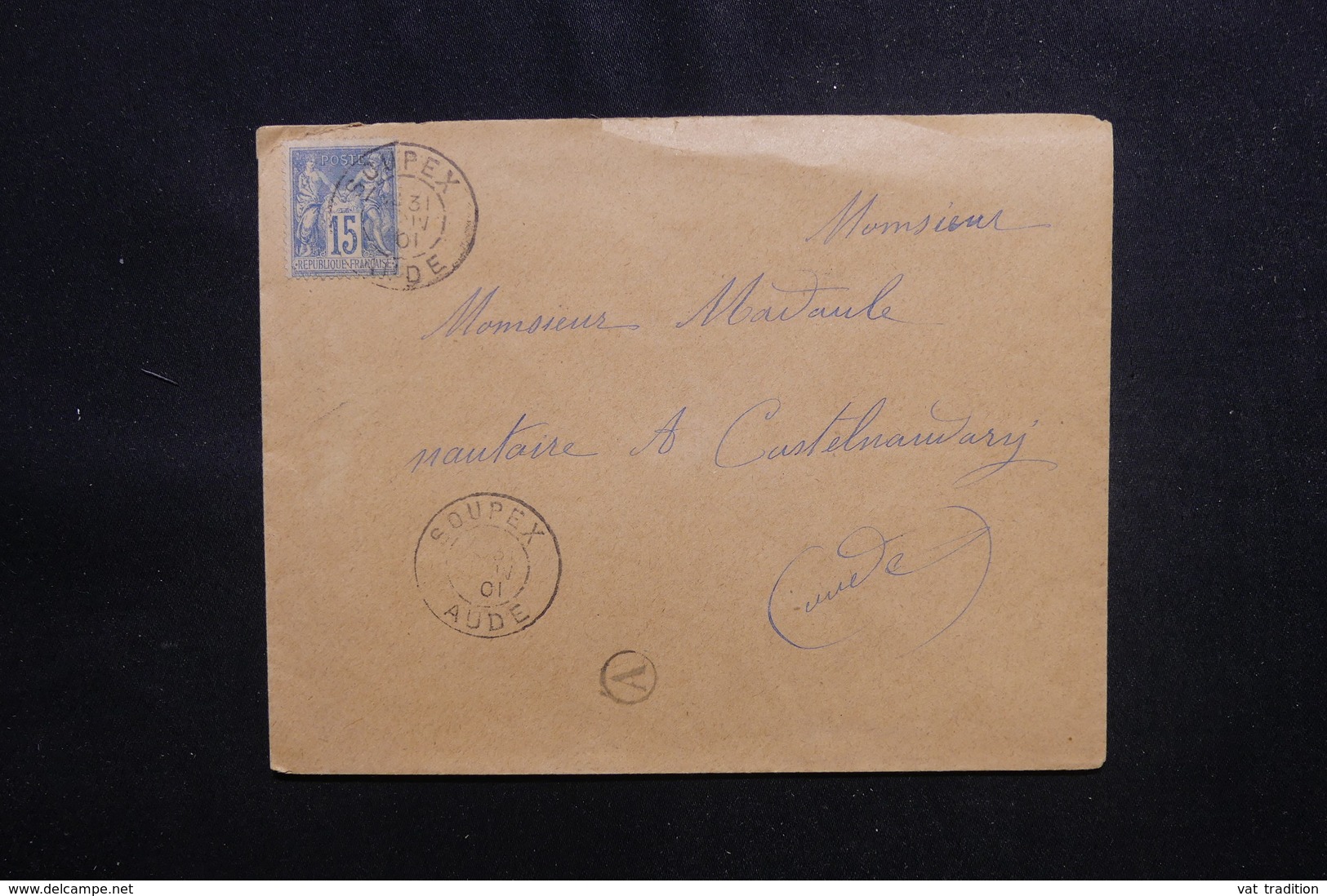 FRANCE - Enveloppe De Soupex Pour Castelnaudary En 1901, Affranchissement Sage - L 49966 - 1877-1920: Semi Modern Period