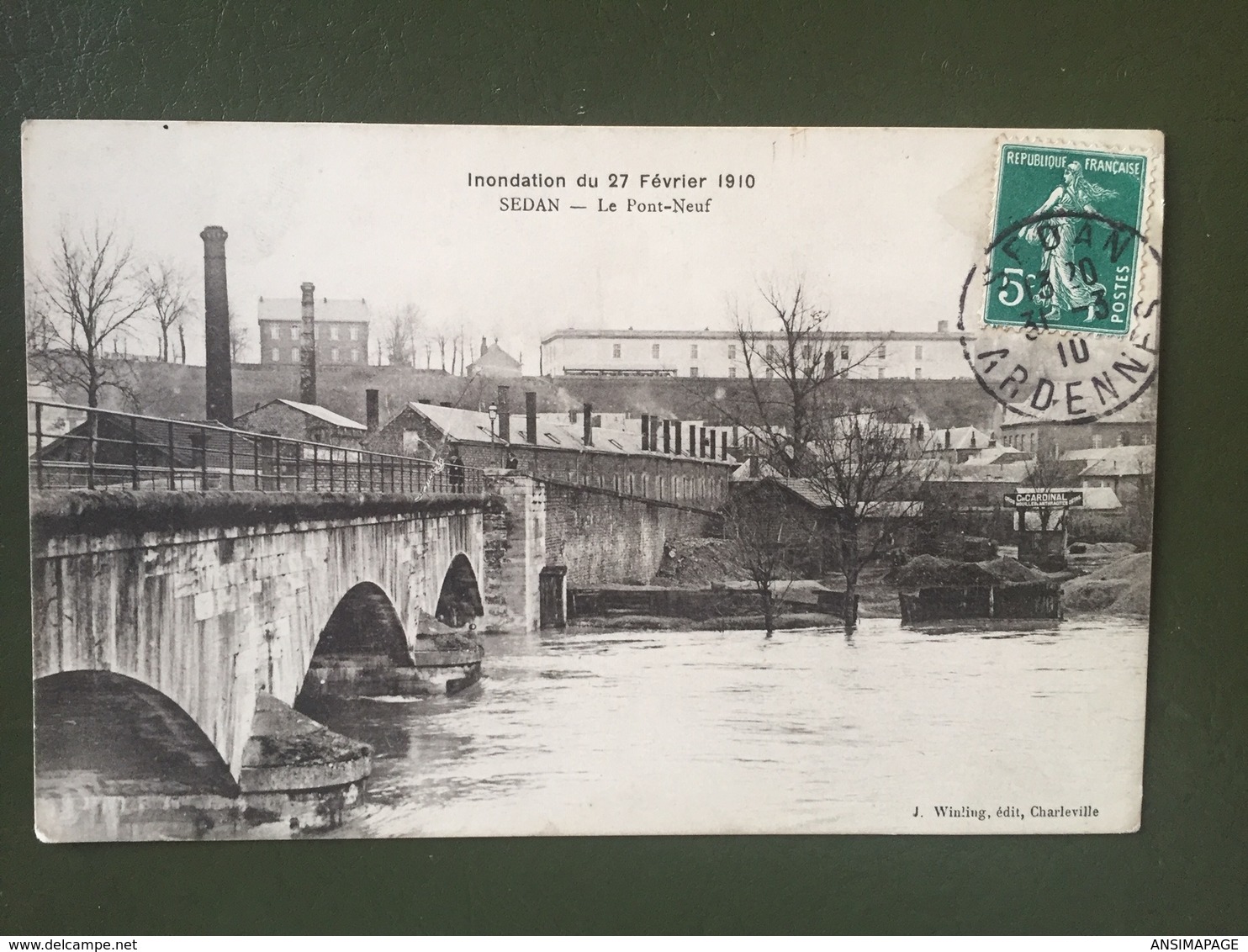 SEDAN- Inondation Du 27 Février 1910-Le Pont-Neuf - Sedan