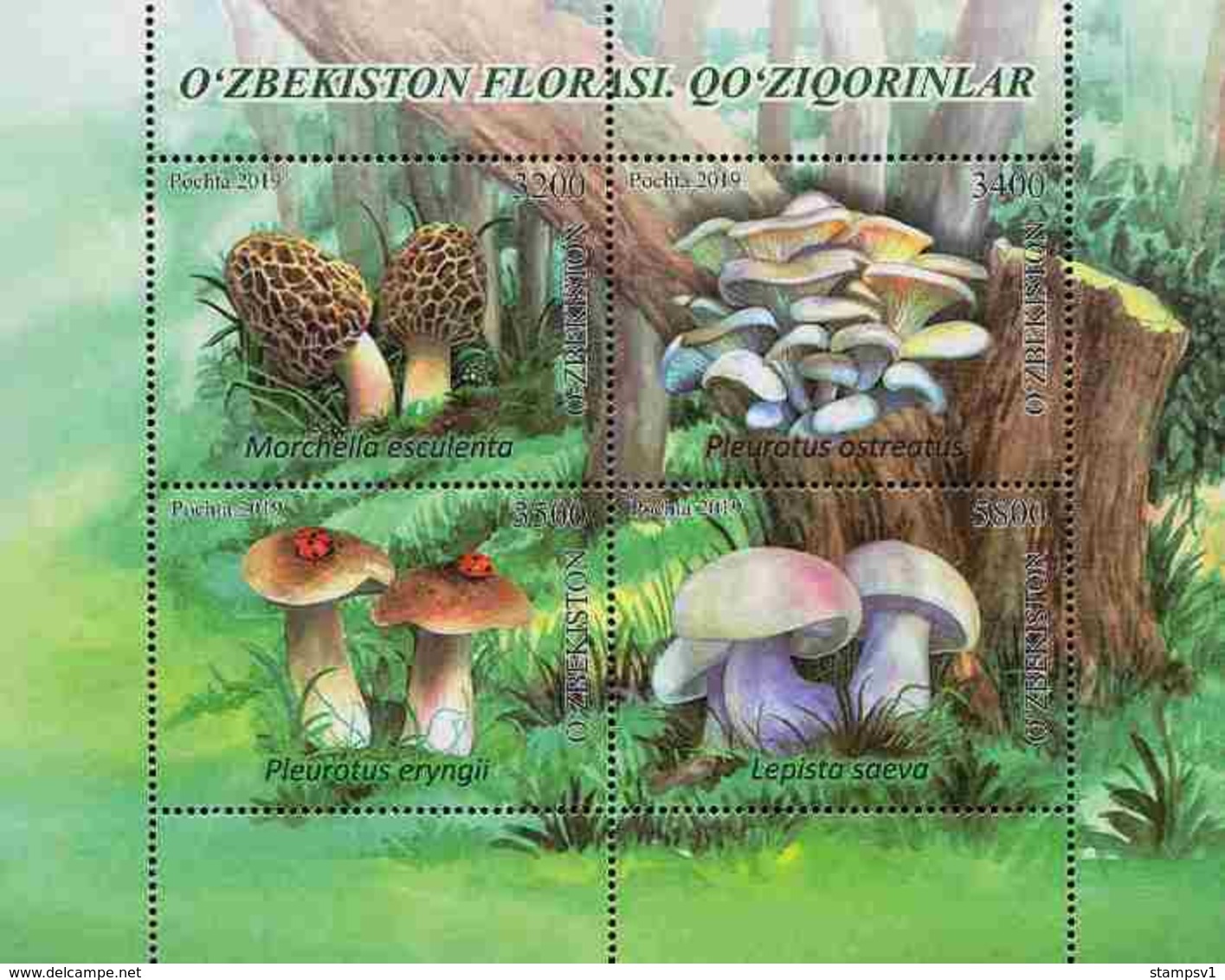 Uzbekistan. 2019  Mushrooms. . Bl101 (Mi1398-401) - Funghi