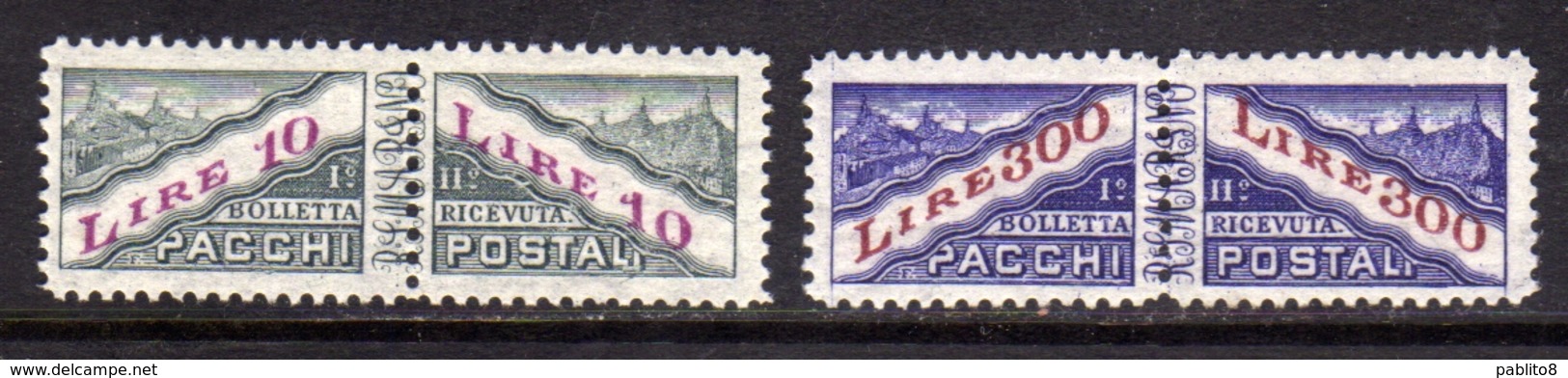 REPUBBLICA DI SAN MARINO 1953 PACCHI POSTALI RUOTA PARCEL POST WHEEL WATERMARK SERIE COMPLETA COMPLETE SET MNH - Colis Postaux