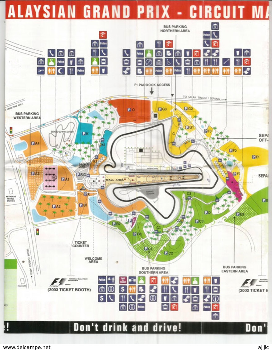 MALAYSIA.SEPANG F1 CIRCUIT MAP. SPECTATOR GUIDE.PETRONAS MALAYSIAN GRAND PRIX - Automobile - F1