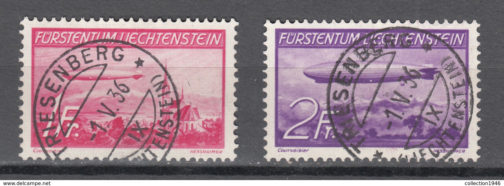 Liechtenstein 1936,2W,zeppelins,zeppeline,zepelines,zeppelin,LESE,gestempelt(A3729) - Zeppeline