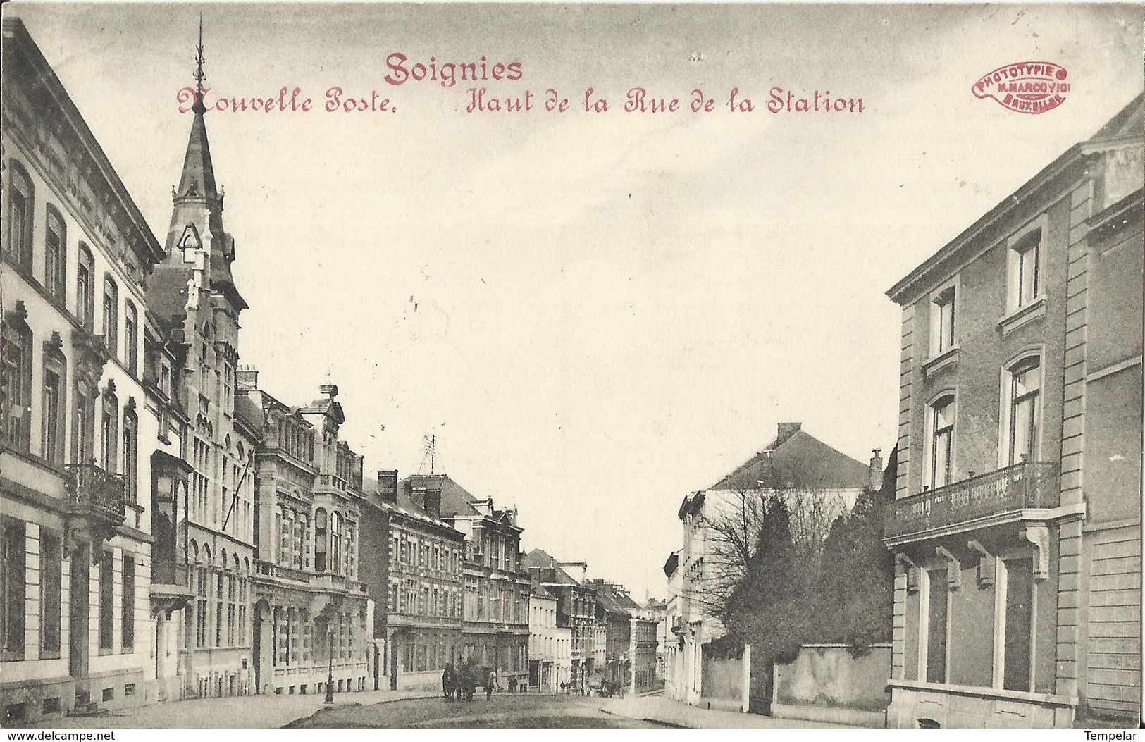 Soignies Nouvelle Poste - Haut De La Rue De La Station 1913 - Soignies
