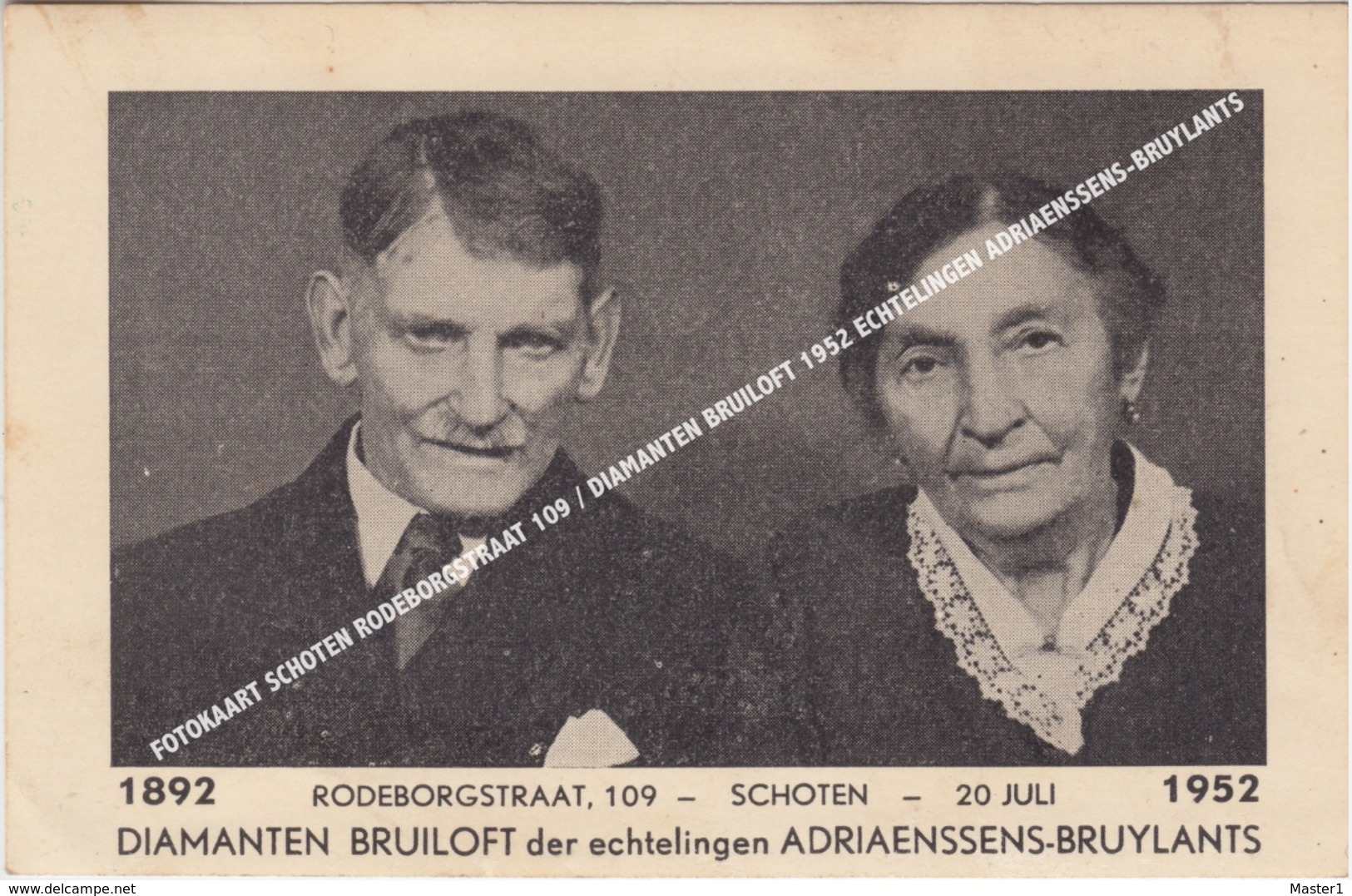 FOTOKAART SCHOTEN RODEBORGSTRAAT 109 / DIAMANTEN BRUILOFT 1952 ECHTELINGEN ADRIAENSSENS-BRUYLANTS - Schoten