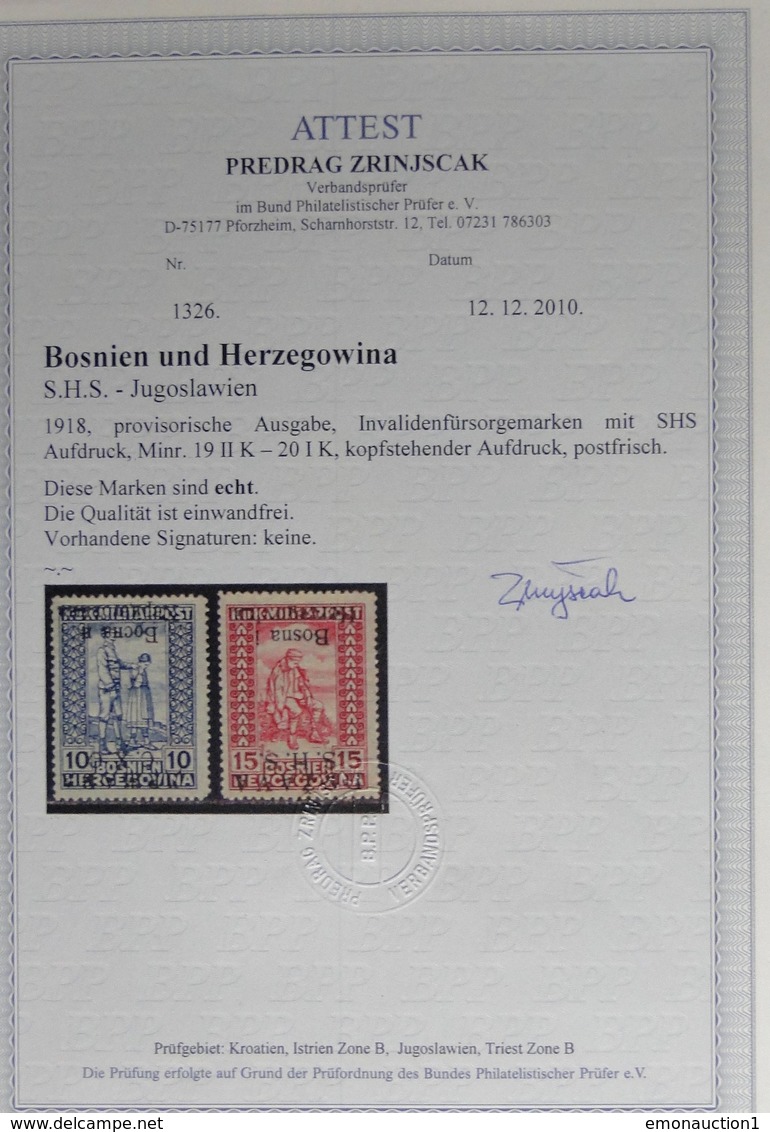 YUGOSLAVIA  SHS BOSNIA 1918-1919 - Unused Stamps