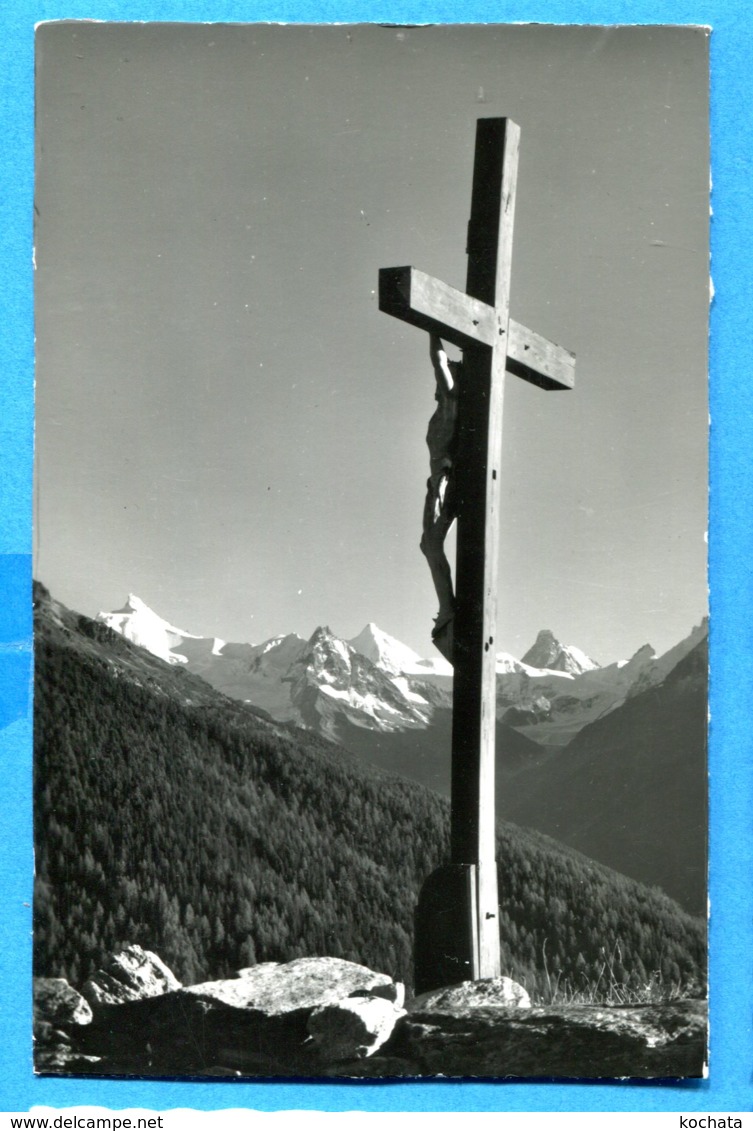 OLI027, La Croix De Chandolin, Rothorn, Besso, Gabelhorn, Cervin, Matterhorn, E. Gyger, Circulée 1959 Cachet Chandolin - Chandolin